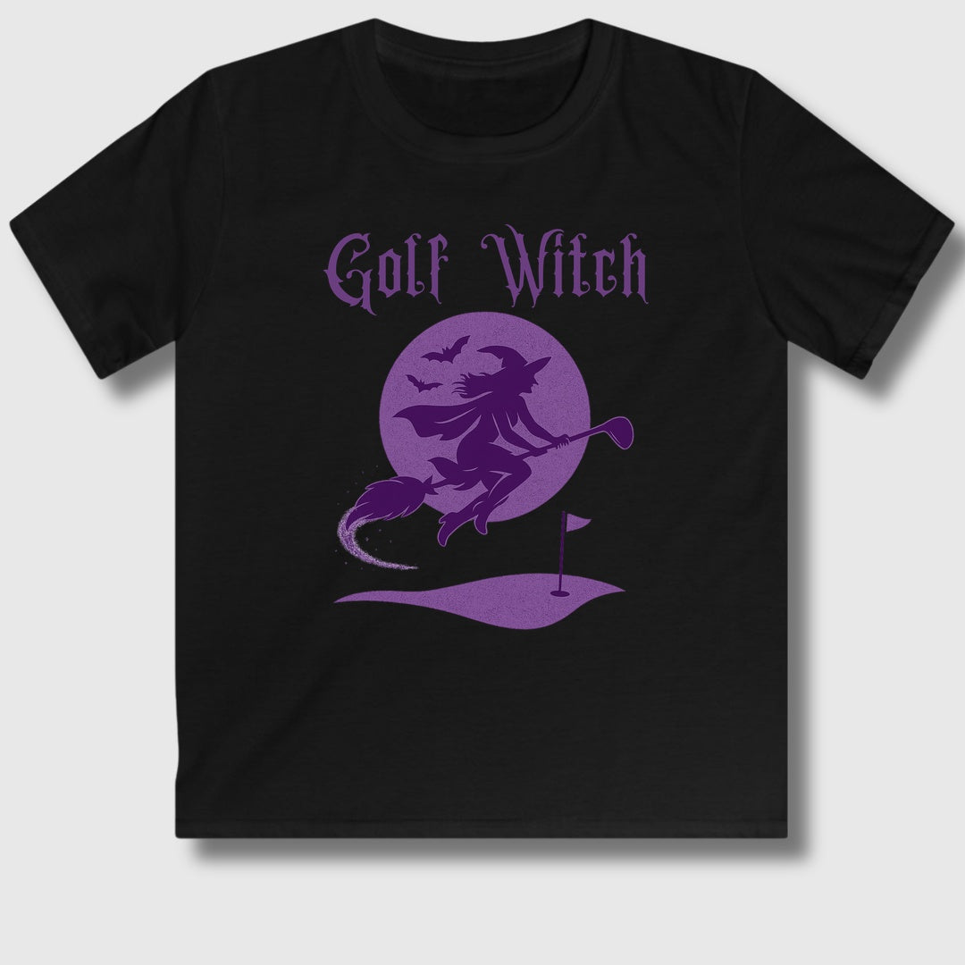 Golf Witch - Youth Golf T-Shirt in Black