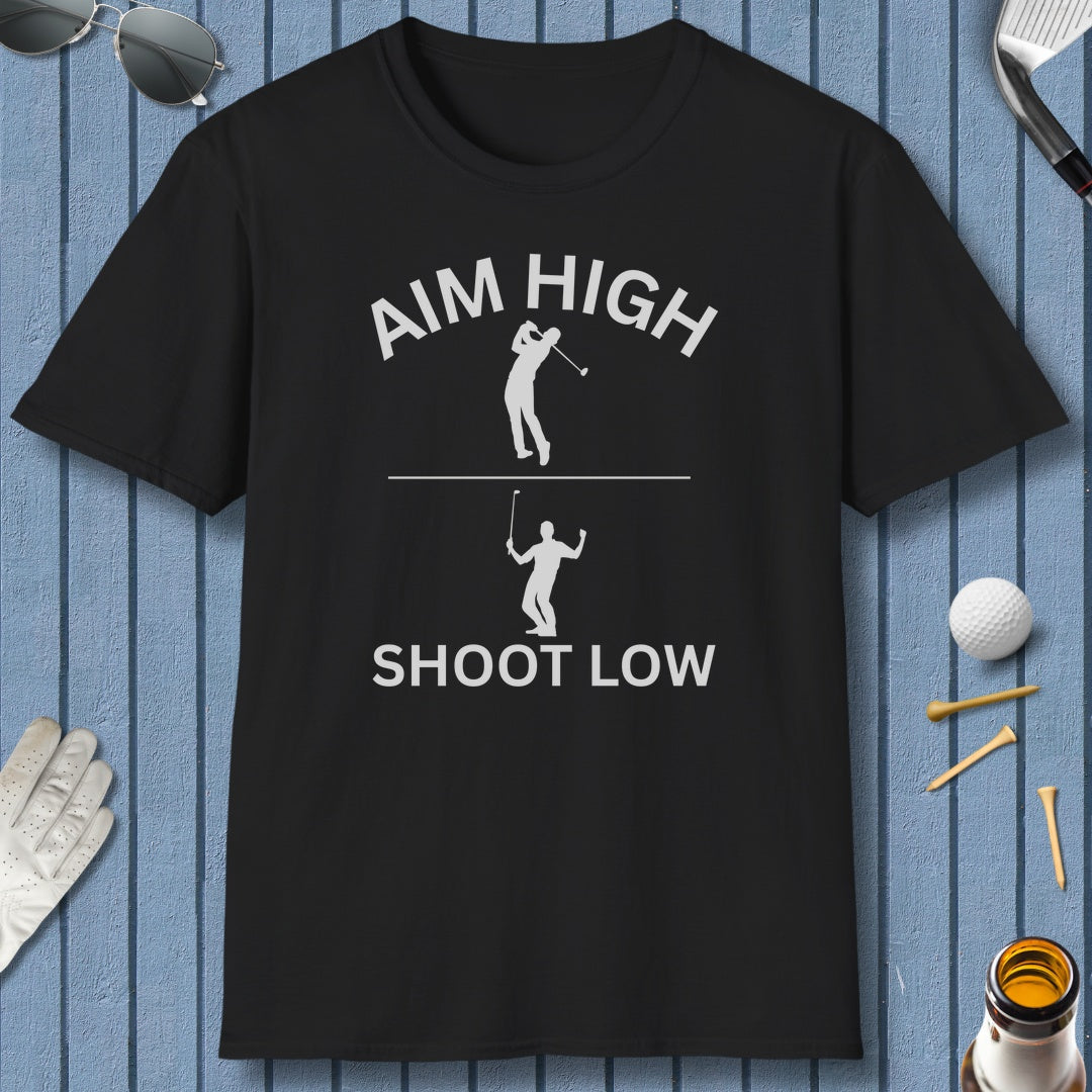 Aim High - Shoot Low (Male) - Adult Golf T-Shirt in Black