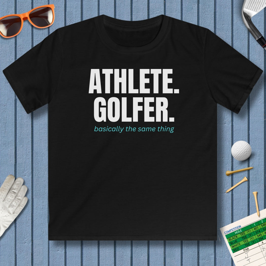 Athlete. Golfer. Basically the Same Thing - Youth Golf T-Shirt in Black
