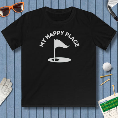 My Happy Place - Youth Golf T-Shirt in Black