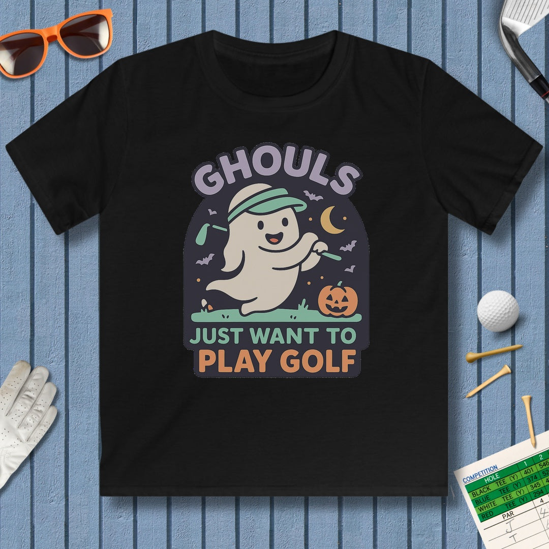 Ghouls Just Wanna Play Golf - Youth Golf T-Shirt in Black
