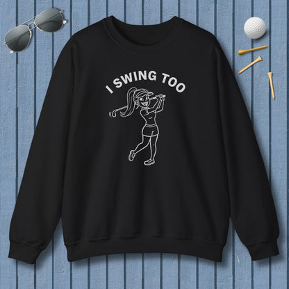 Retro I SWING TOO  - Adult Golf Sweatshirt in Black