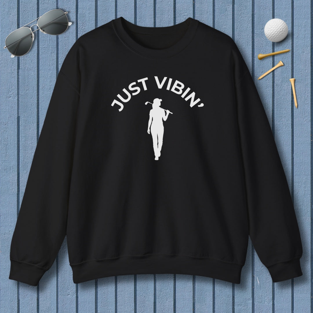 Just Vibin' - Women's - Adult Golf Sweatshirt in Black