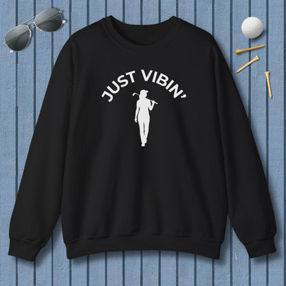 Just Vibin' - Women's - Adult Golf Sweatshirt in Black