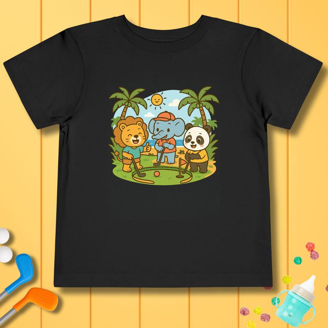 It's a zoo out here - Toddler T-Shirt in Black, great for casual wear. Find more fun golf focused products at oneforetheages.com