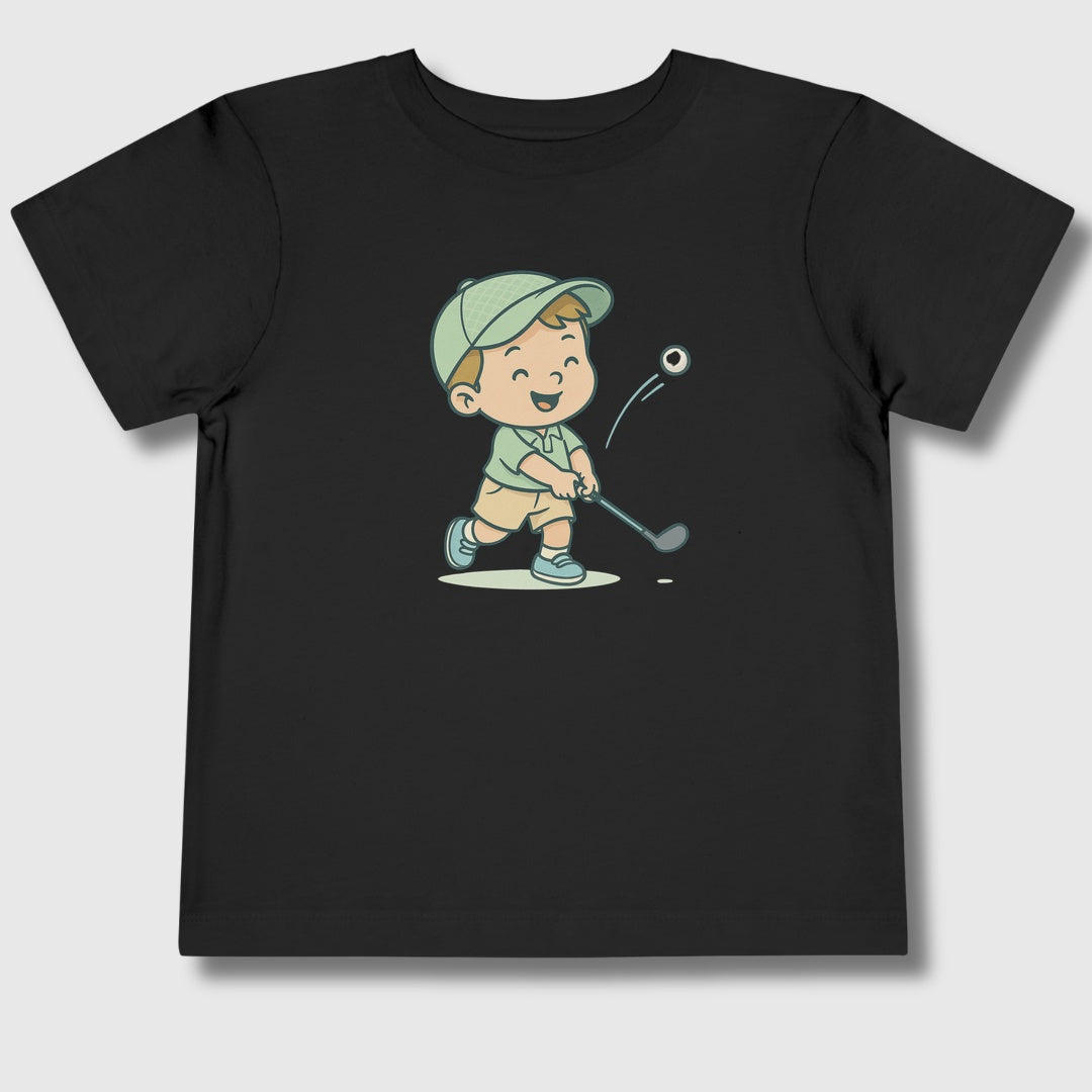 Happy Boy Golfer - Toddler Golf T-Shirt in Black