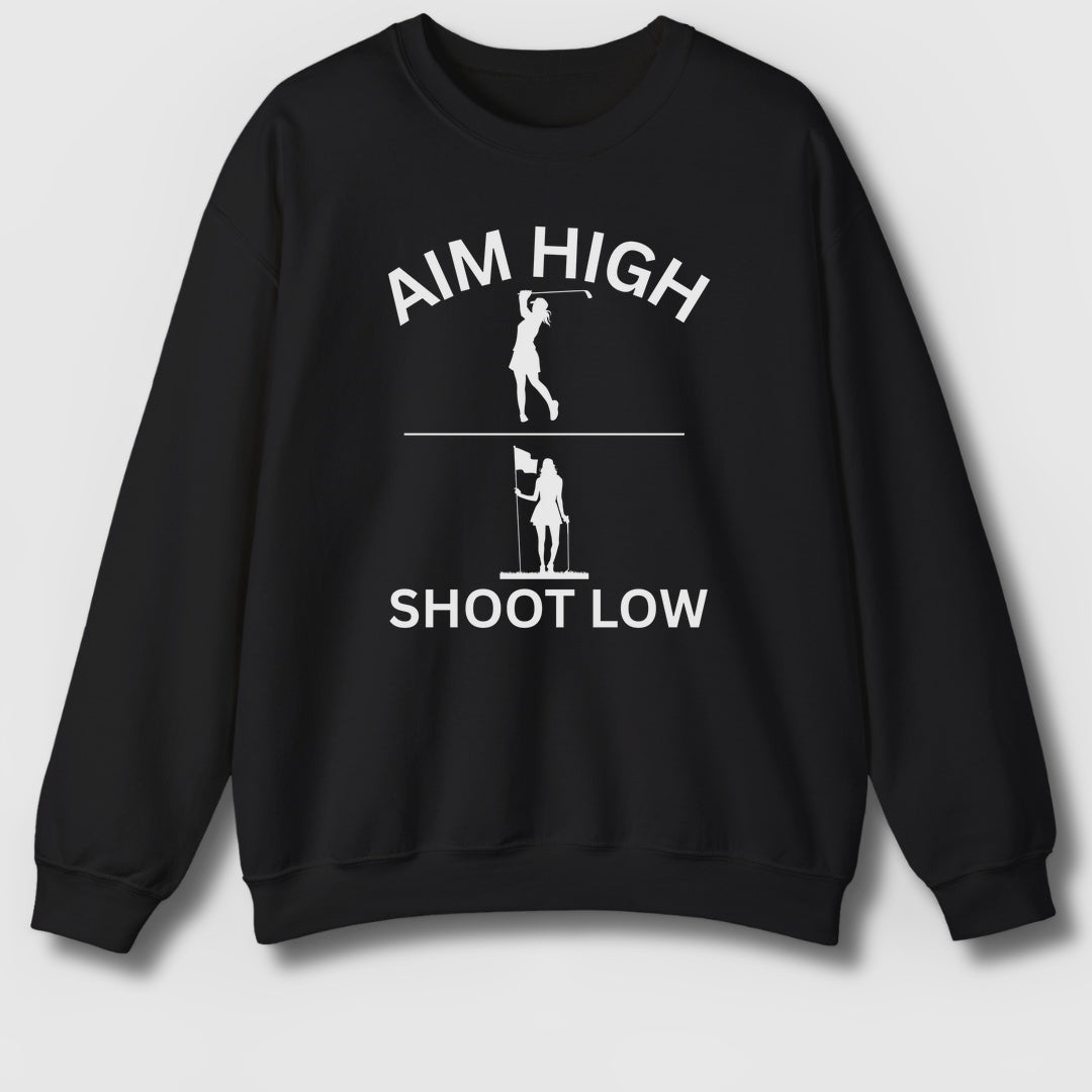 Aim High - Shoot Low (Female) - Adult Golf Sweatshirt in Black