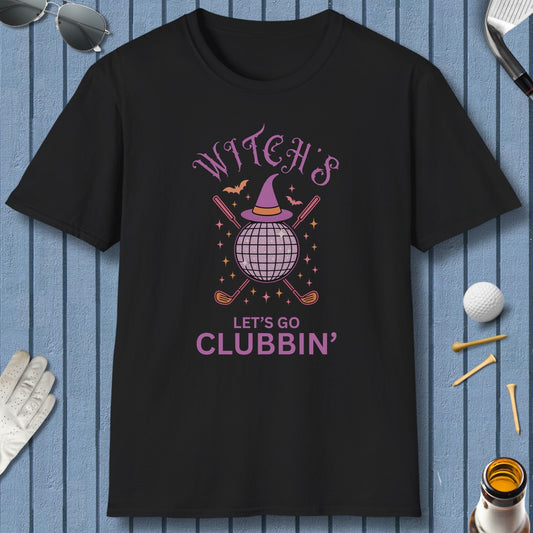 Witches, Let's Go Clubbin'! - Adult Golf T-Shirt in Black