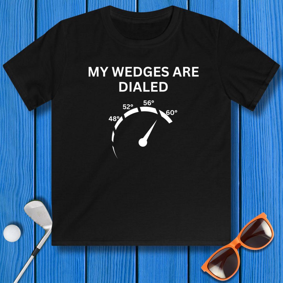 My Wedges are Dialed - Youth T-shirt in Black, great for casual wear. Find more fun golf focused products at oneforetheages.com