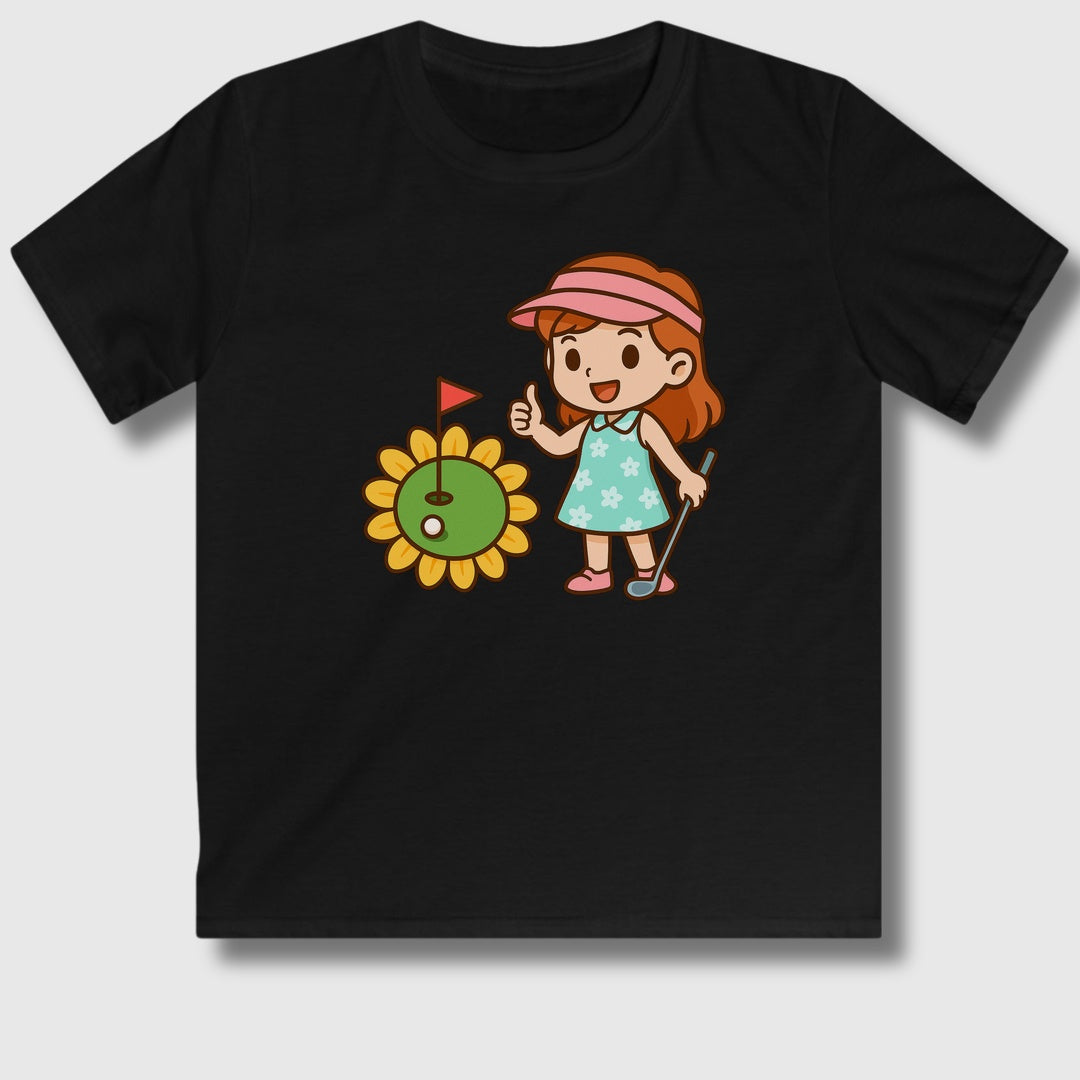Sunflower Green - Youth Golf T-Shirt in Black