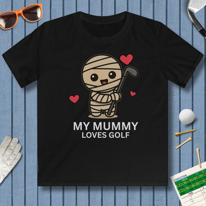 My Mummy Loves Golf - Youth Golf T-Shirt in Black