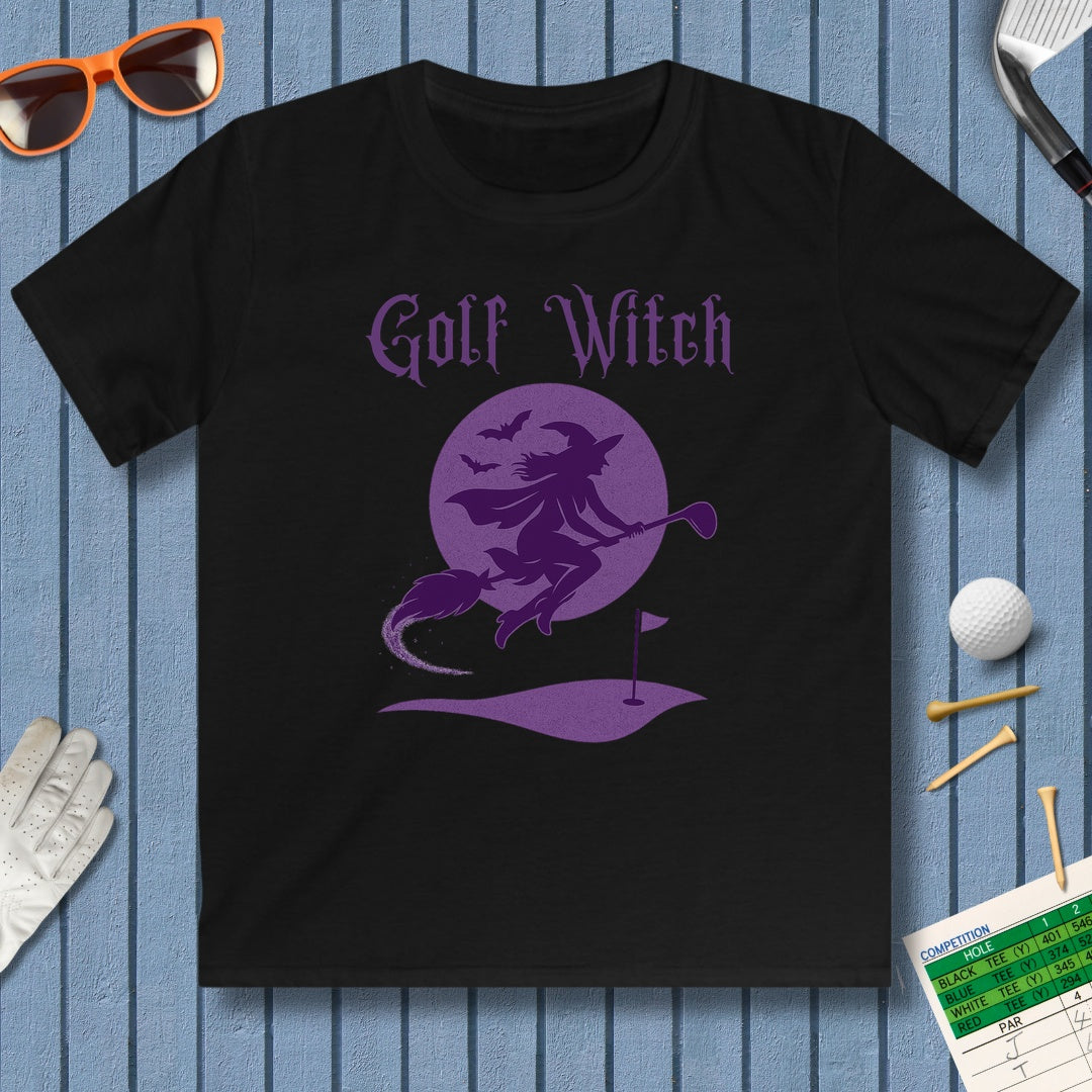 Golf Witch - Youth Golf T-Shirt in Black