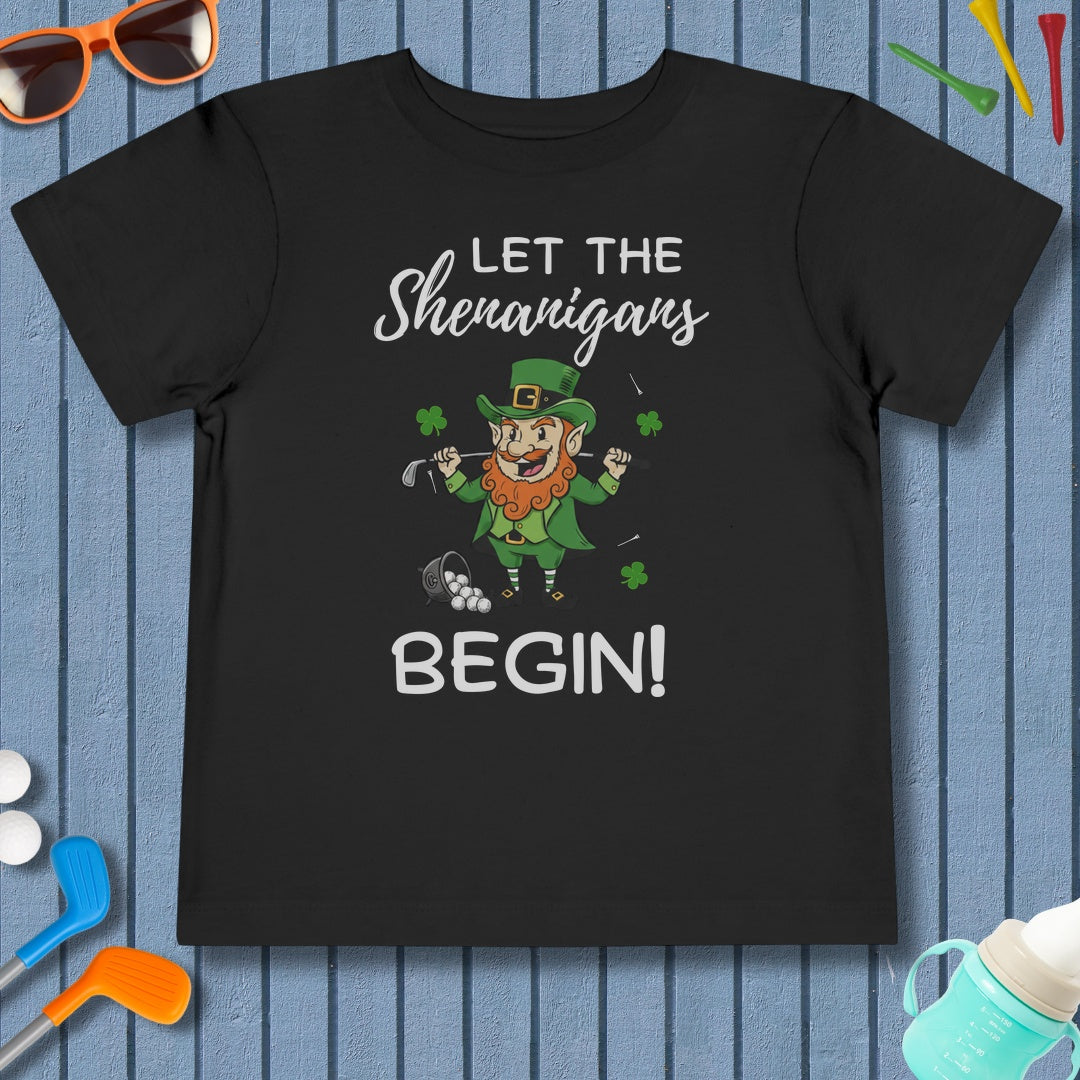 Let The Shenanigans Begin - Toddler Golf T-Shirt in Black