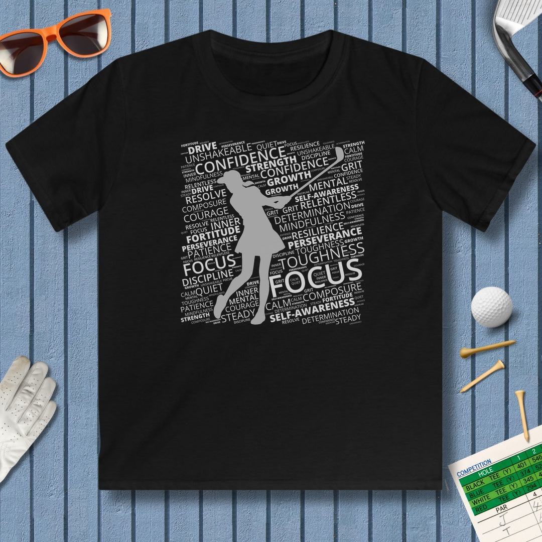 Unleash Your Mental Game (Female) - Youth Golf T-Shirt in Black