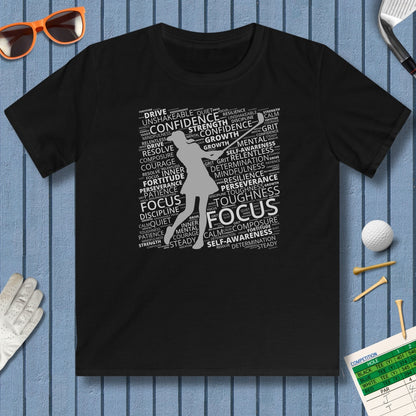 Unleash Your Mental Game (Female) - Youth Golf T-Shirt in Black