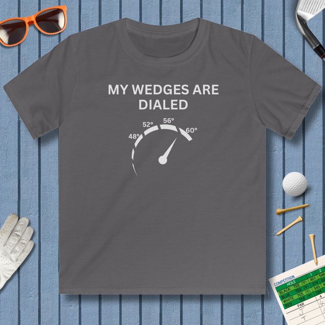 My Wedges are Dialed - Youth Golf T-Shirt in Charcoal