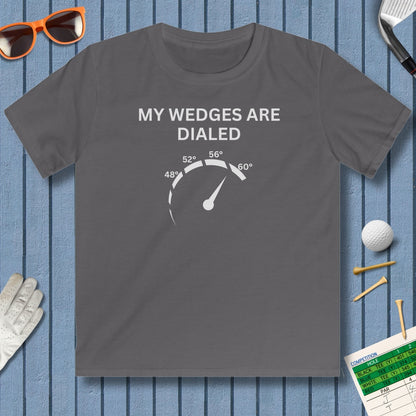 My Wedges are Dialed - Youth Golf T-Shirt in Charcoal