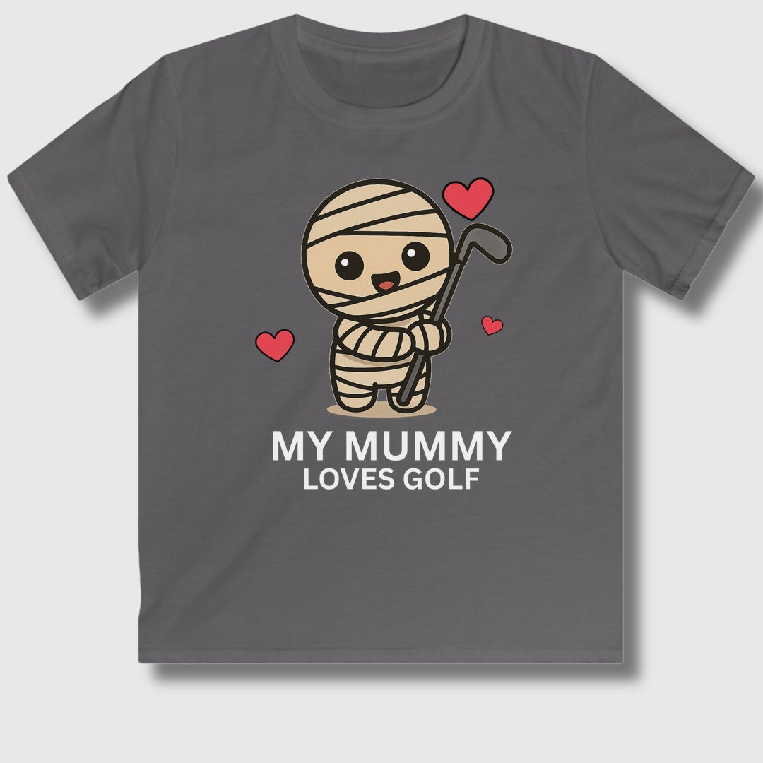 My Mummy Loves Golf - Youth Golf T-Shirt in Charcoal