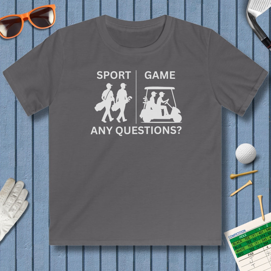 SPORT vs. GAME (Male) - Youth Golf T-Shirt in Charcoal