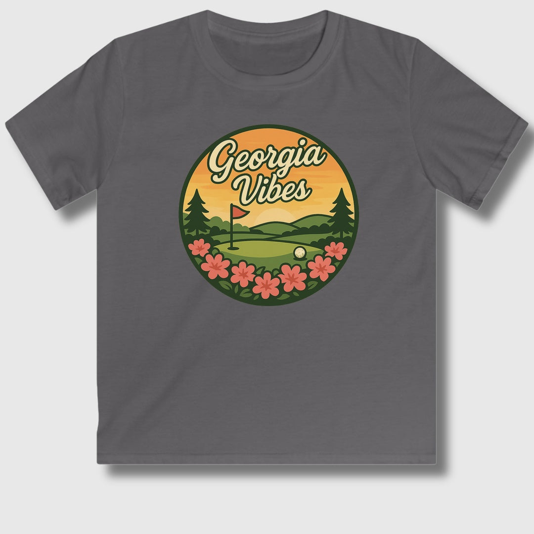 Golf Vibes - Georgia Azalea Edition - Youth Golf T-Shirt in Charcoal
