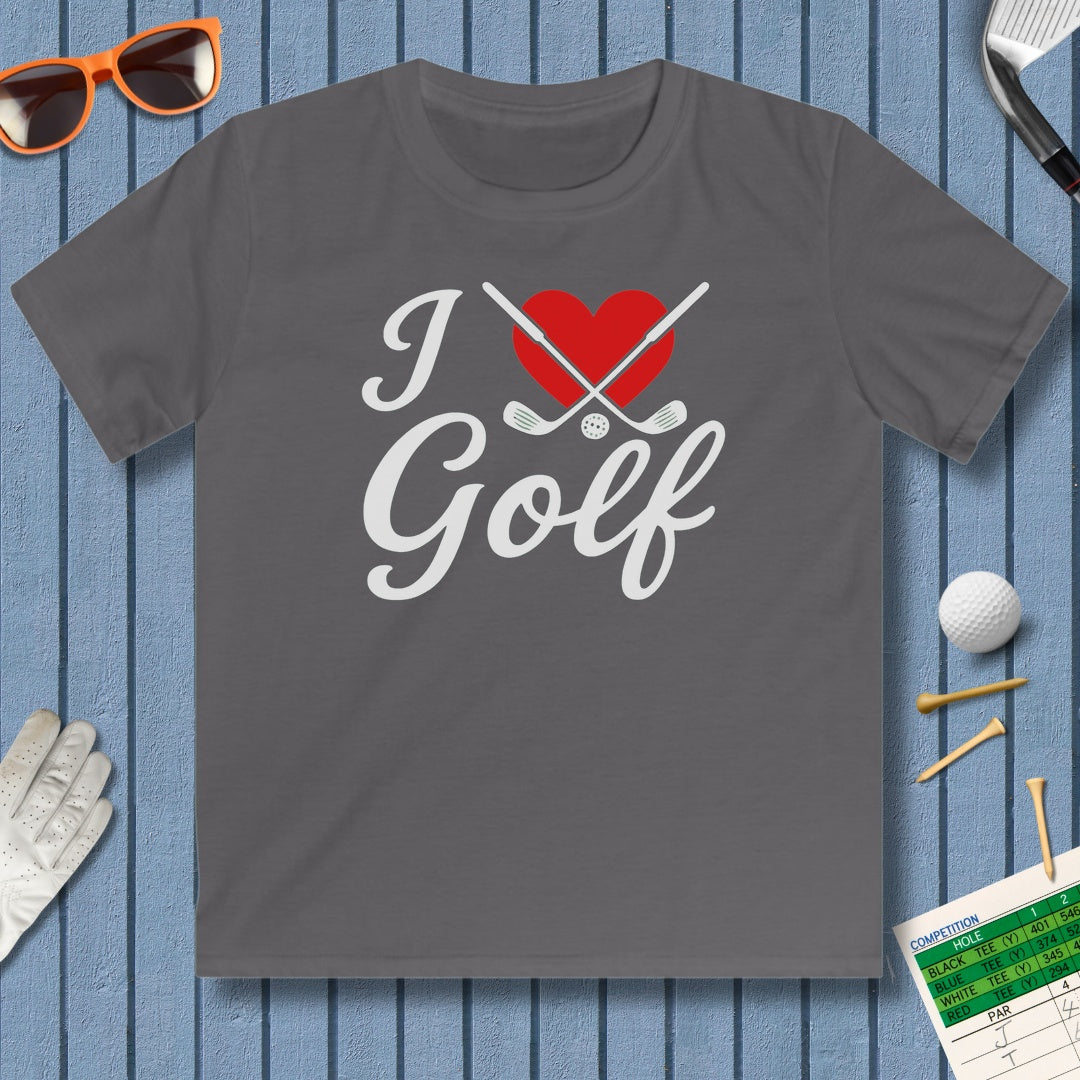 I Love Golf - Youth Golf T-Shirt in Charcoal