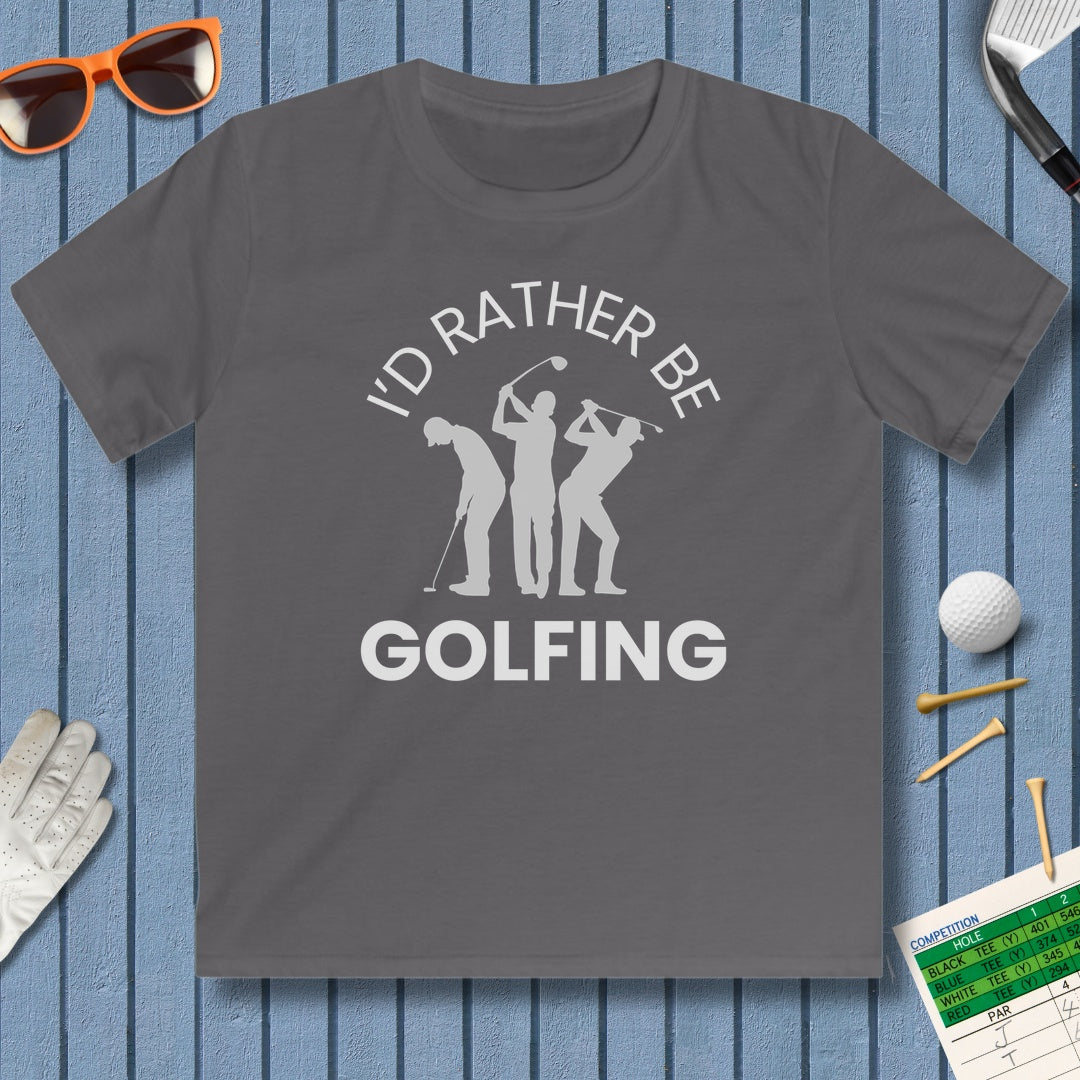 I'd Rather Be Golfing - Youth Golf T-Shirt in Charcoal