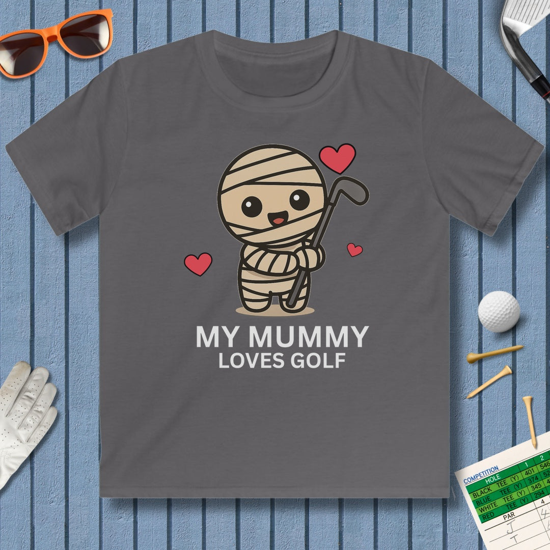 My Mummy Loves Golf - Youth Golf T-Shirt in Charcoal