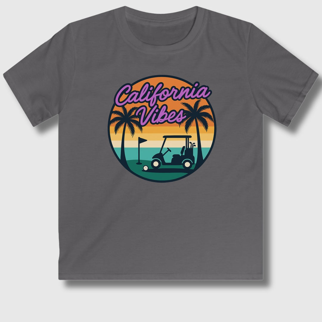 Golf Vibes - California Coast Edition - Youth Golf T-Shirt in Charcoal
