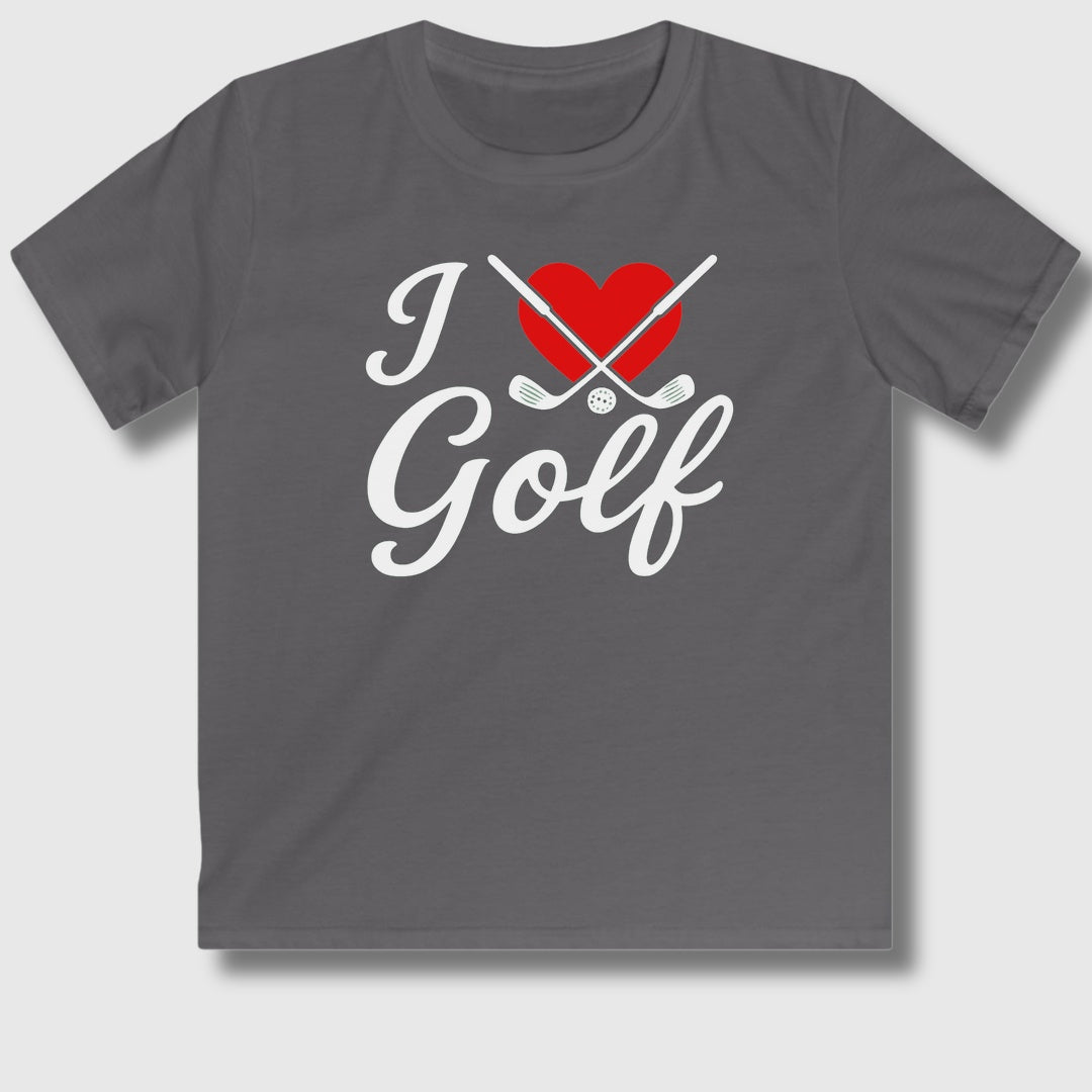 I Love Golf - Youth Golf T-Shirt in Charcoal