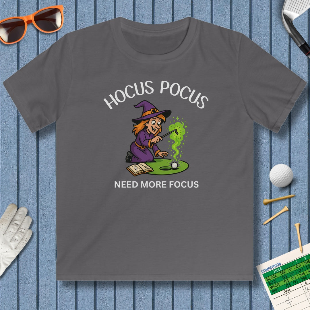 Hocus Pocus, Need More Focus - Youth Golf T-Shirt in Charcoal