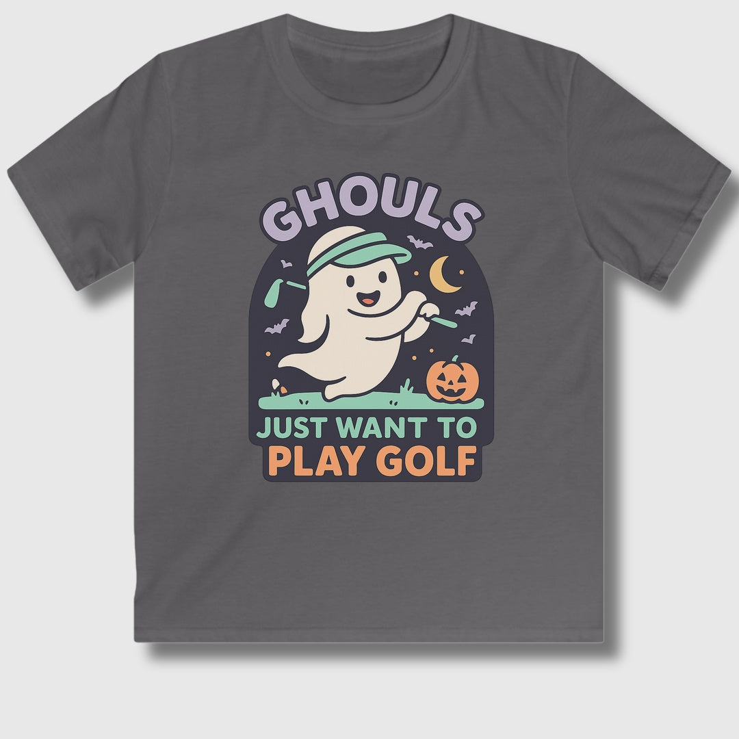 Ghouls Just Wanna Play Golf - Youth Golf T-Shirt in Charcoal
