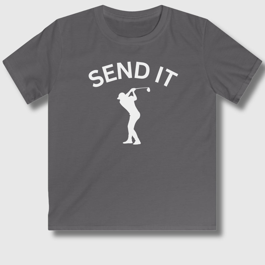 SEND IT (Male) - Youth Golf T-Shirt in Charcoal