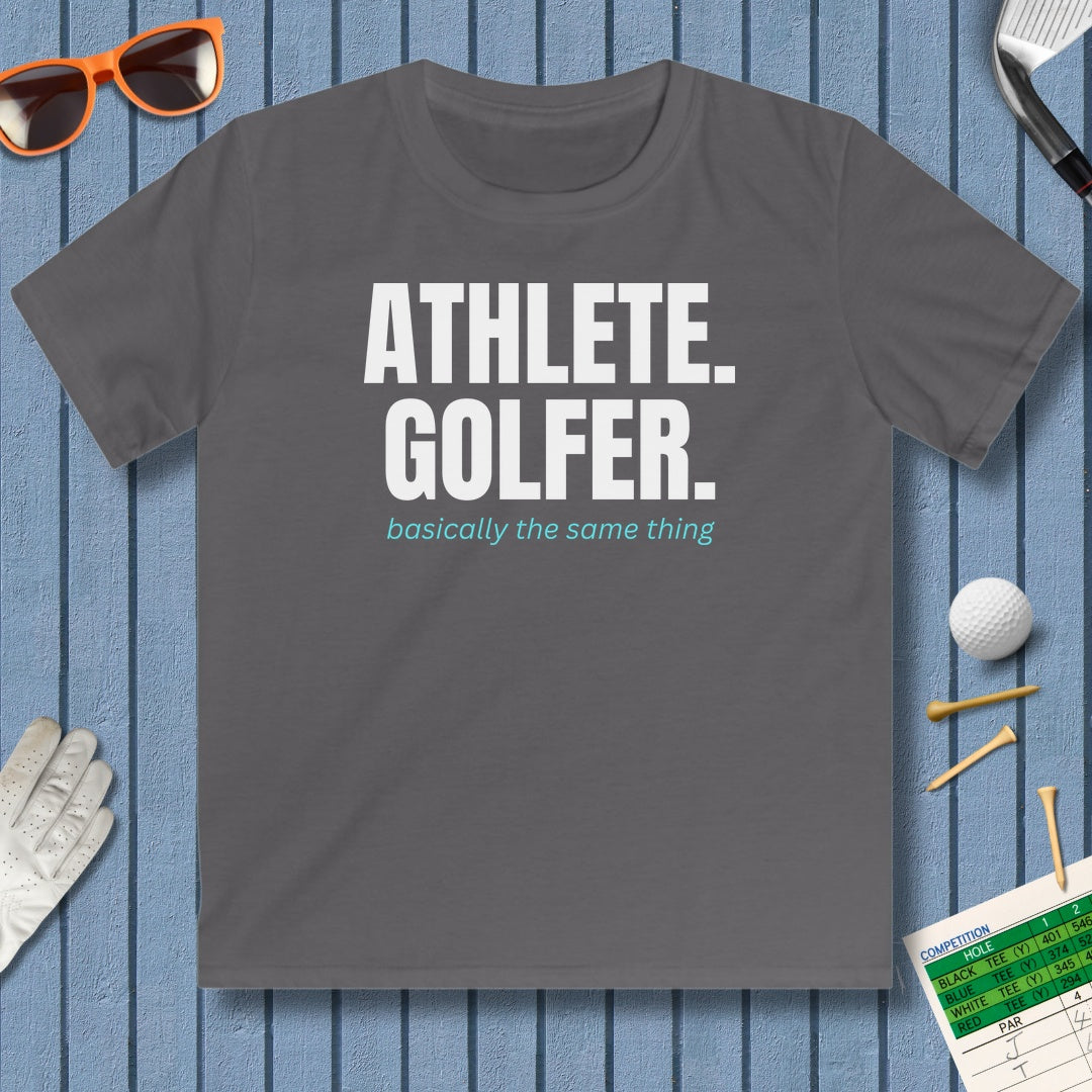 Athlete. Golfer. Basically the Same Thing - Youth Golf T-Shirt in Charcoal