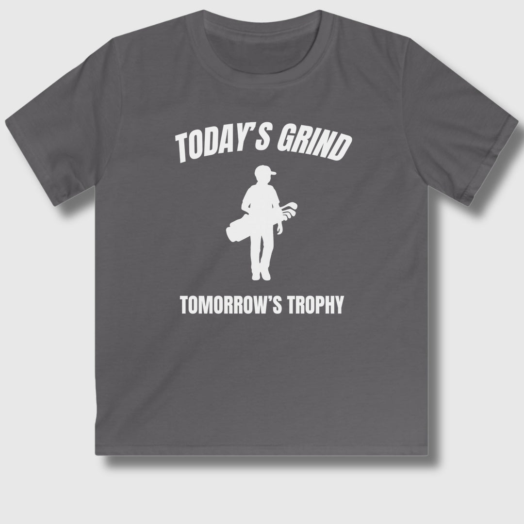 Today's Grind - Tomorrow's Trophy (male) - Youth Golf T-Shirt in Charcoal
