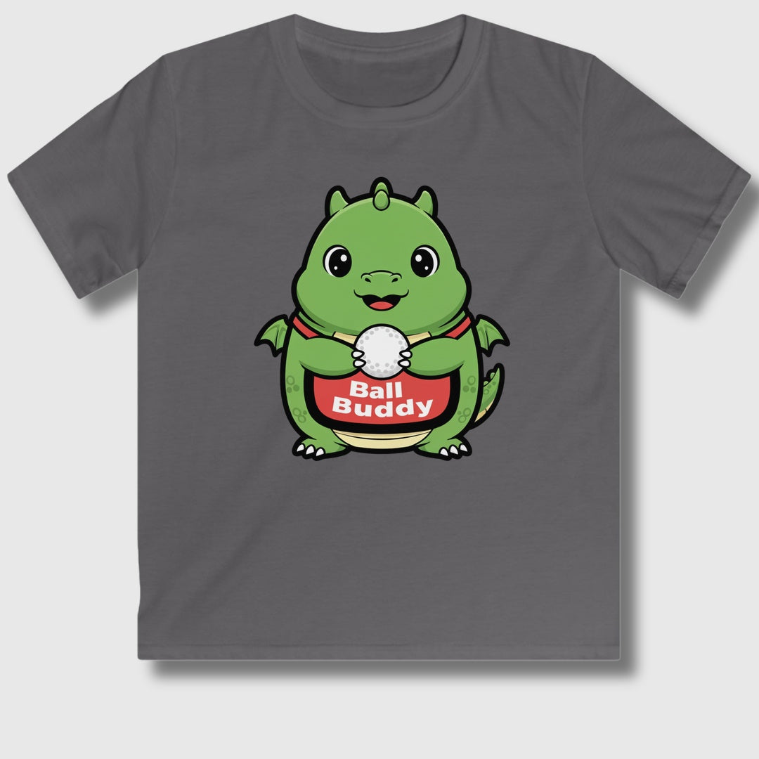 Ball Buddy Dragon - Youth Golf T-Shirt in Charcoal