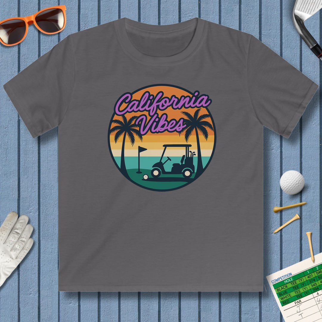 Golf Vibes - California Coast Edition - Youth Golf T-Shirt in Charcoal