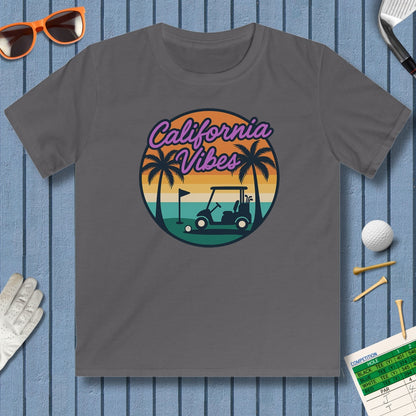 Golf Vibes - California Coast Edition - Youth Golf T-Shirt in Charcoal