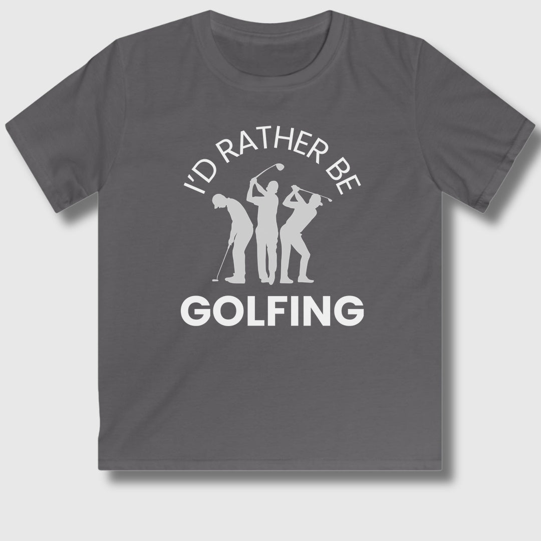 I'd Rather Be Golfing - Youth Golf T-Shirt in Charcoal