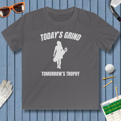Today's Grind - Tomorrow's Trophy (female) - Youth Golf T-Shirt in Charcoal