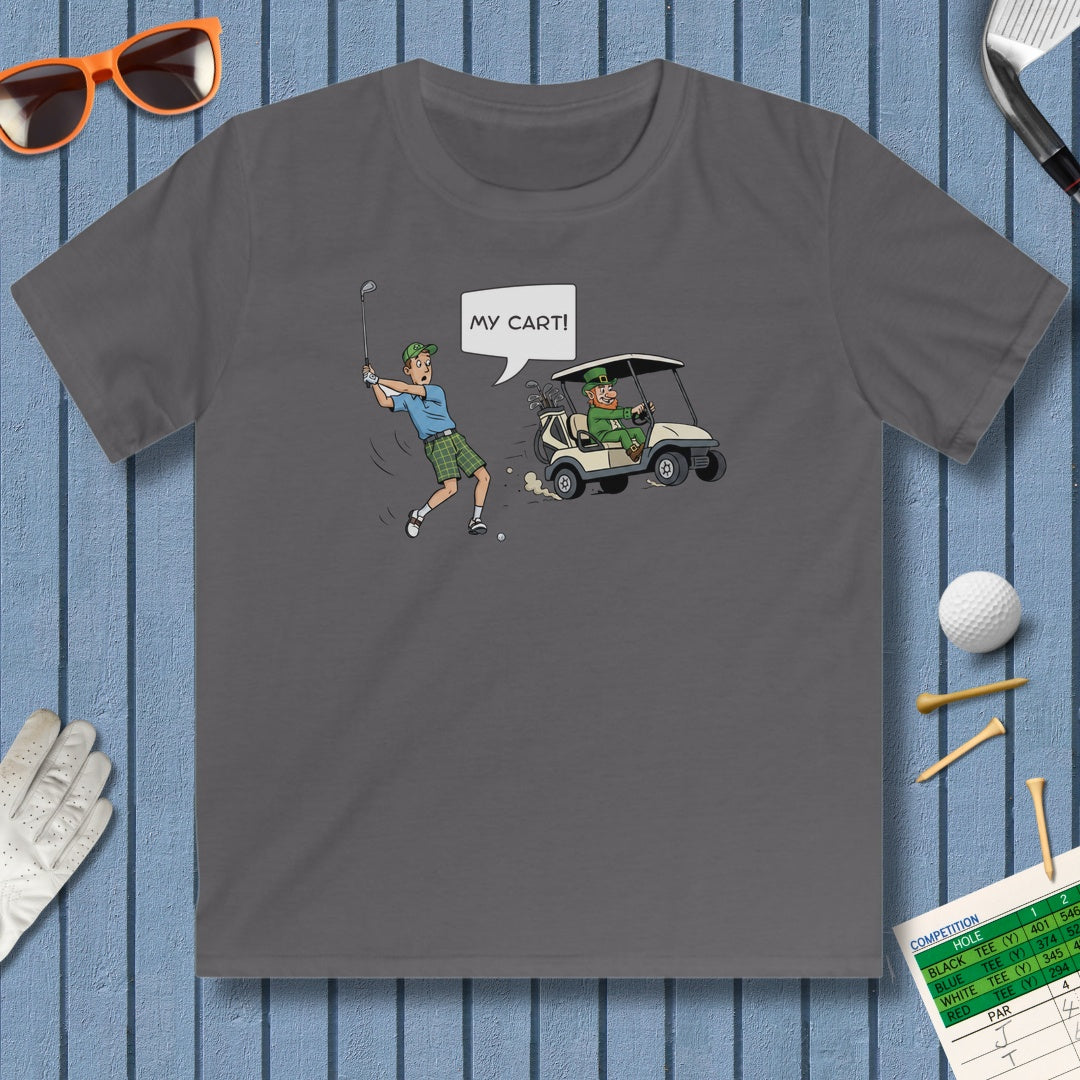 My Cart! - Youth Golf T-Shirt in Charcoal