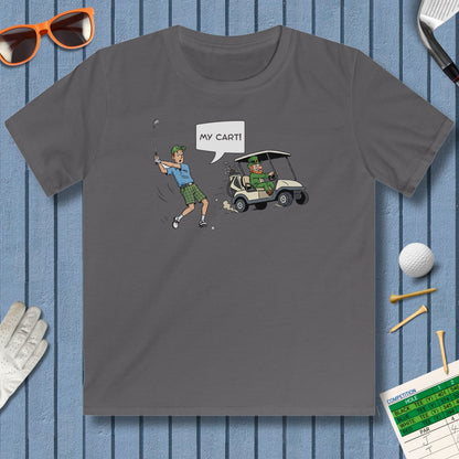 My Cart! - Youth Golf T-Shirt in Charcoal