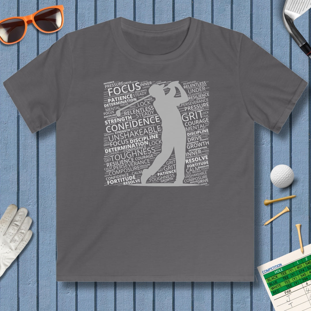 Unleash Your Mental Game (Male) - Youth Golf T-Shirt in Charcoal