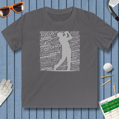Unleash Your Mental Game (Male) - Youth Golf T-Shirt in Charcoal