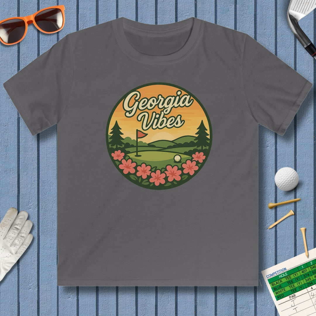Golf Vibes - Georgia Azalea Edition - Youth Golf T-Shirt in Charcoal