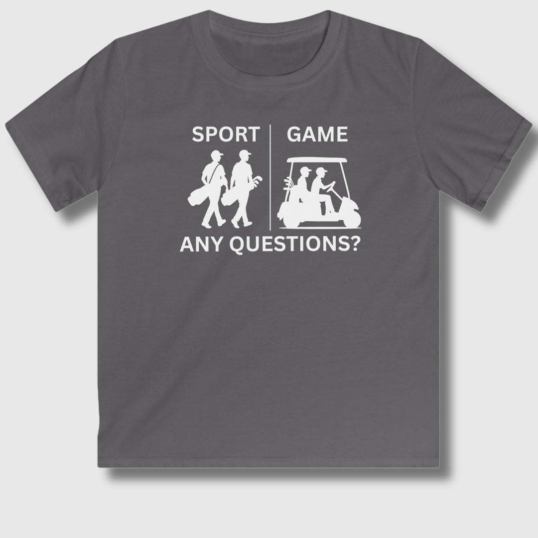 SPORT vs. GAME (Male) - Youth Golf T-Shirt in Charcoal