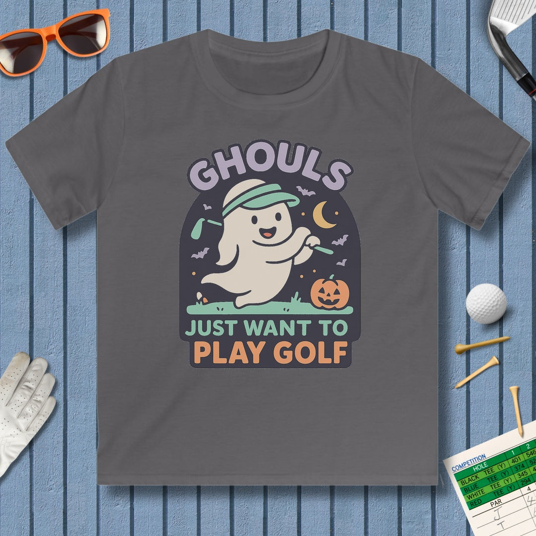 Ghouls Just Wanna Play Golf - Youth Golf T-Shirt in Charcoal
