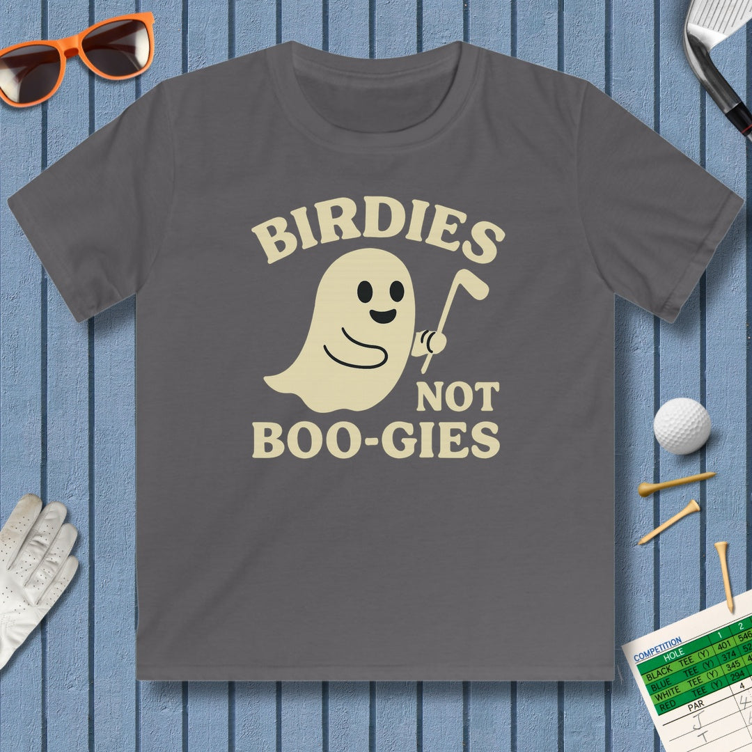 Birdies not BOO-GIES - Youth Golf T-Shirt in Charcoal