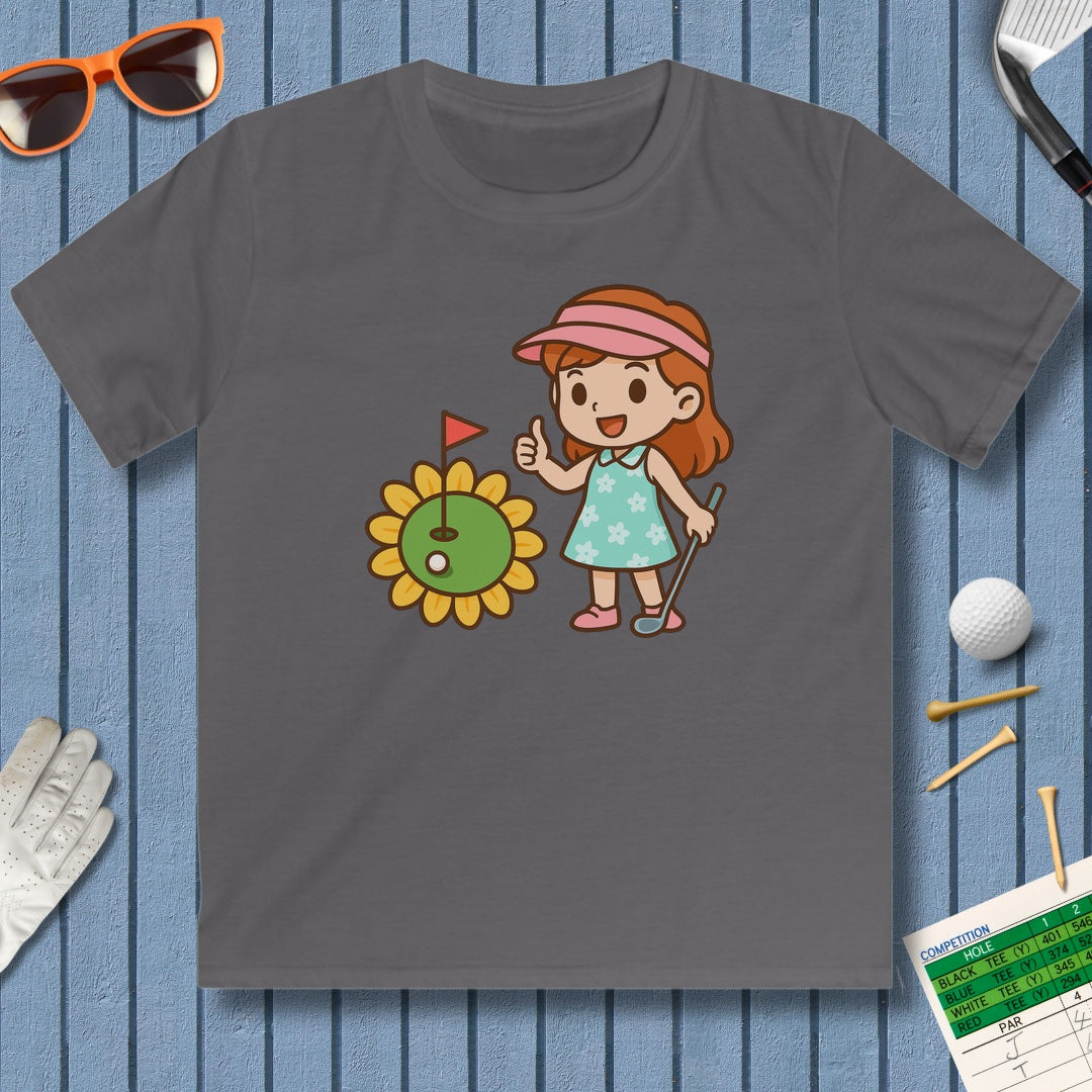 Sunflower Green - Youth Golf T-Shirt in Charcoal