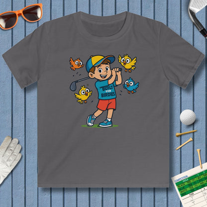 Built for Birdies - Youth Golf T-Shirt in Charcoal