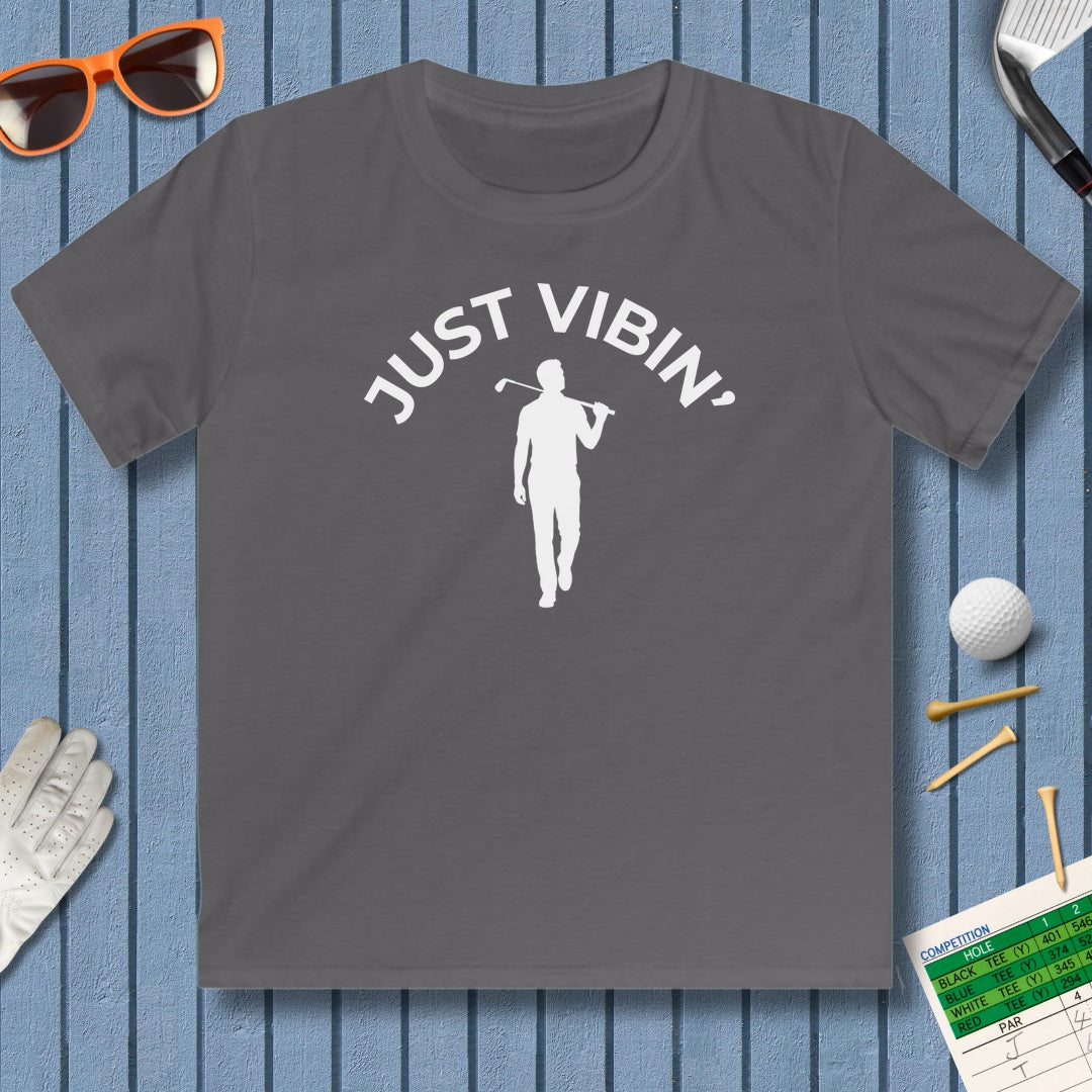 Just Vibin' - Boys - Youth Golf T-Shirt in Charcoal